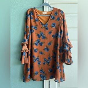 Altar'd State Floral Dress with Ruffle Sleeves